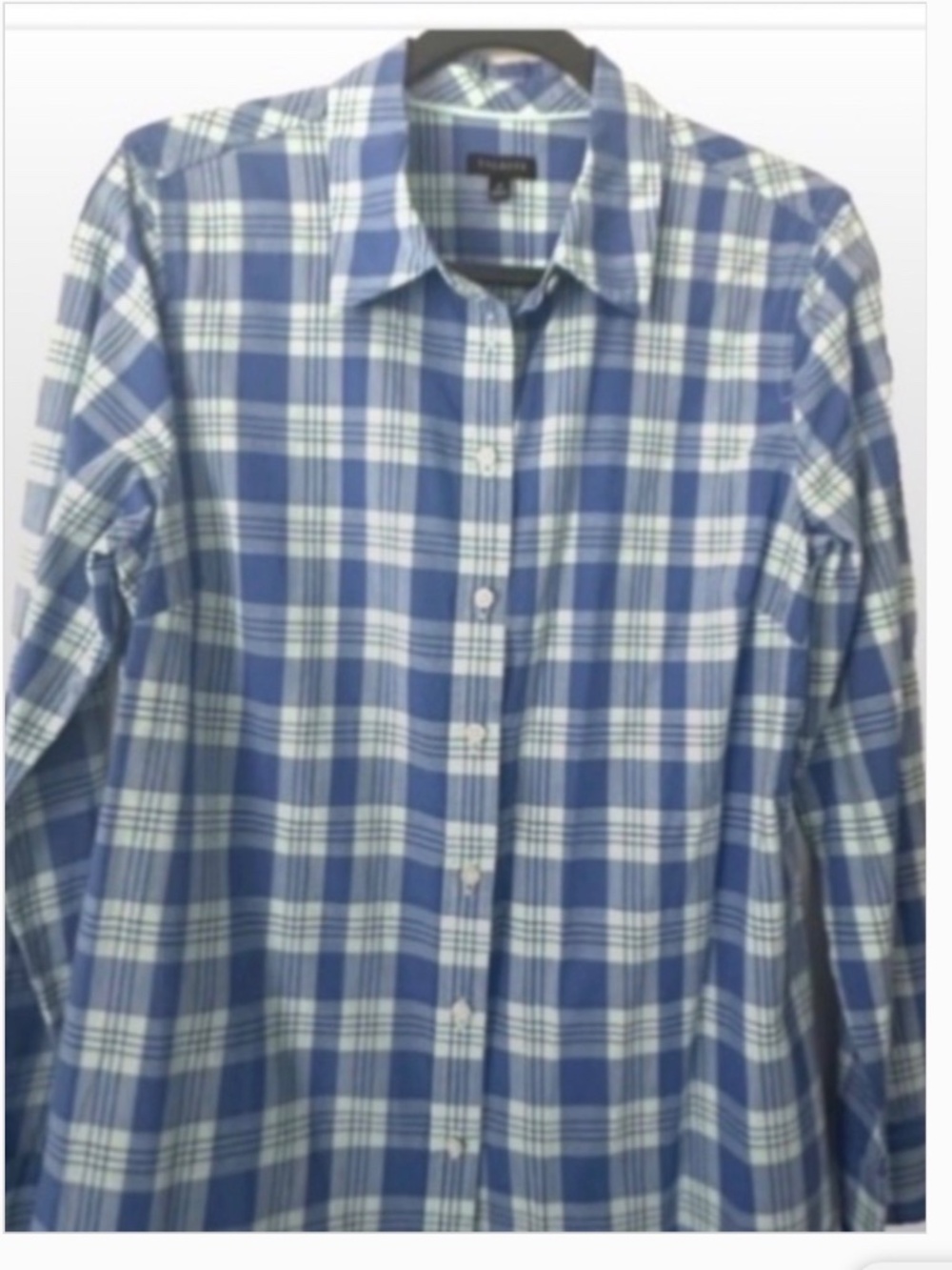TALBOTS Women’s Like New CLASSIC  Blue Plaid Shirt Size MEDIUM 100% Cotton